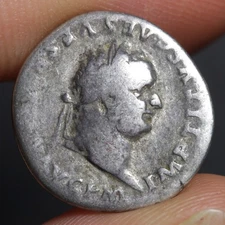 Emperor Titus Denarius Ancient Roman Empire Silver Coin 80AD Curule Chair Rome