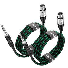 6ft 2Pack XLR to 1/4" TRS Mic Cable - 3-pin XLR Male to Quarter inch TRS Fema...