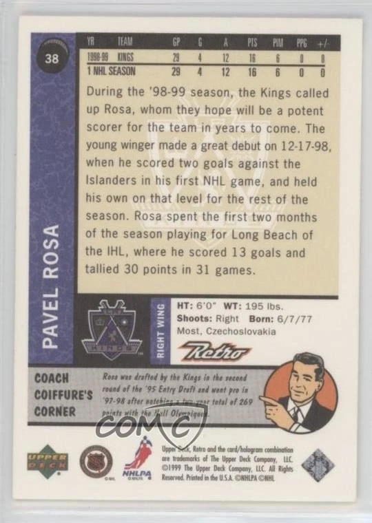1999-00 Upper Deck Retro Pavel Rosa #38 - Image 2 of 2