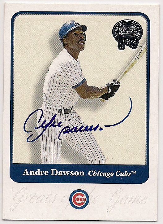 Signed 2001 FLEER GREATS OF THE GAME ANDRE DAWSON Chicago Cubs card #43 COA