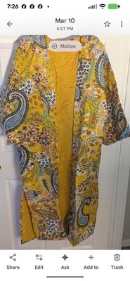 Raj Kantha Patchwork Kimono Jacket Yellow Multi Boho Festival Duster OS