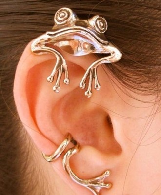 Frosch Ear Wrap - Frosch Ear Cuff - Bronze/Gold ohne Piercing Ohrring