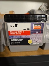 Simpson Strong-Tie Strong-Bolt 2 Wedge Anchor 5/8” X 5” Zinc Plated QTY 10 New