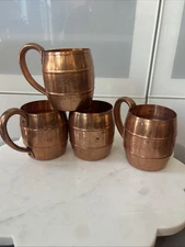 Vintage West Bend Copper Barrel Mug 12 oz Engraved Dee’s Drinkware Set/4