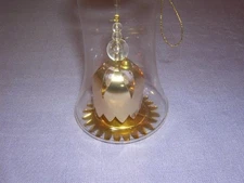 Vintage Rezl Lenz Gold Foil Bell Beads Glass Ornament