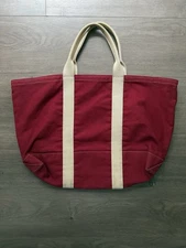 Vintage Port Canvas Kennebunkport Maine Red And White Tote Bag New England Style