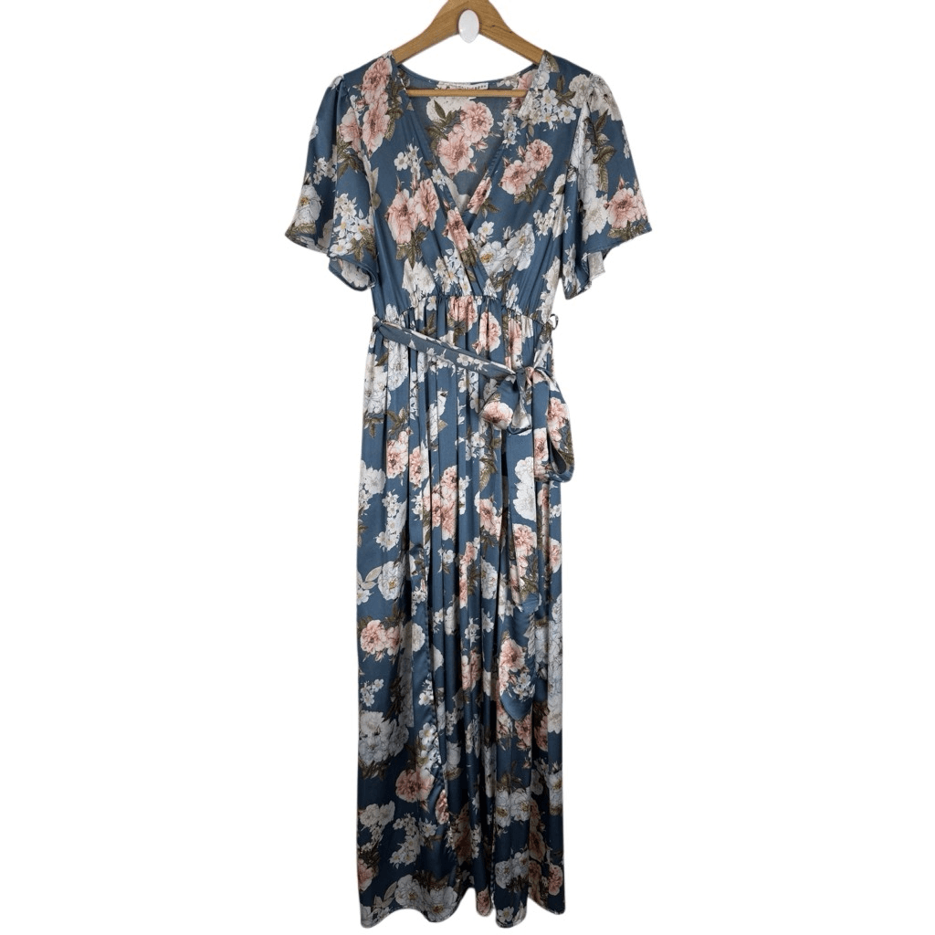 Baltic Born Sicily Floral Satin Wrap Maxi Dress Size Large | eBay