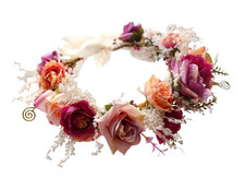 Women Floral Crown Rose Flower Headband Hair Wreath Floral Headpiece Halo Boho w