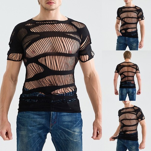 Men Mesh Tops Hollow Out Underwear Brand New Condition Fashionable Design - Picture 2 of 8