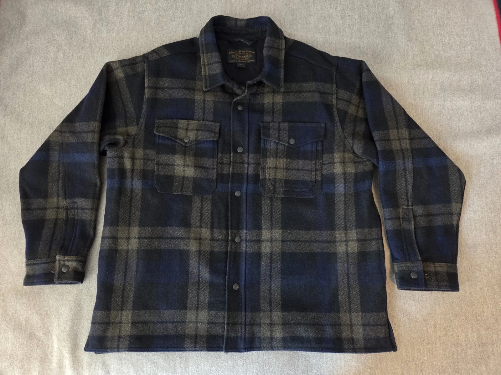 Filson Lined Mackinaw Wool Jac-Shirt | XL | Black/Olive/Navy | Rare