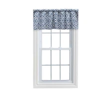 Ellis Athens Printed Tile Design 3" Rod Pocket Tailored Valance 50"x16" Navy