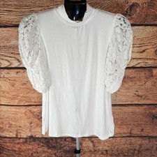 Philosophy White Lace Puff Sleeve Top NWT Siz...