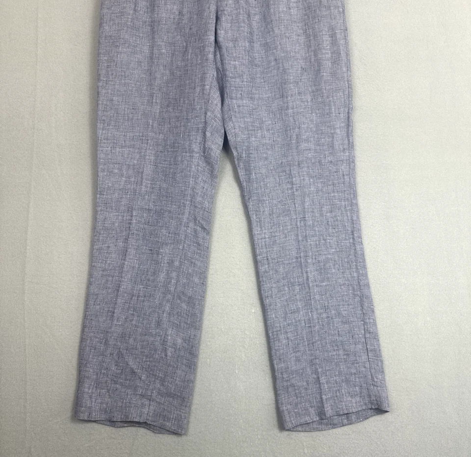 Pantalones de lino Murano Baird McNutt para hombre 36x32 Resort calce clásico preppy azul marfil Foto 3 de 4