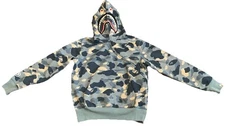 A Bathing Ape BAPE Honeycomb Blue Camo Full Zip Hoodie Men’s Large Hip Hop New