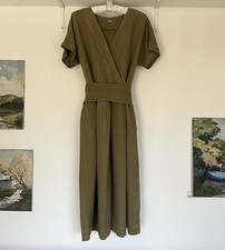 TOAST Size 16/14 Olive Green Cotton/Linen Wrap Front Dress/Belt/Spring-Summer