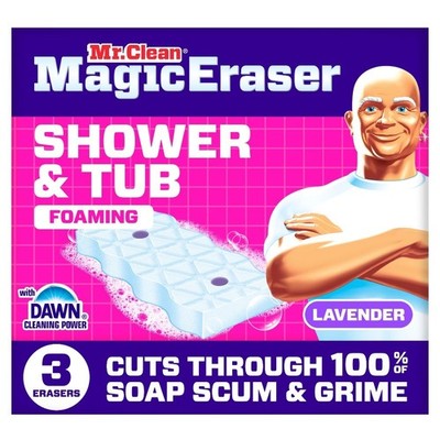  Magic Eraser Sponge, Shower & Tub Cleaner, Lavender, 3 Count