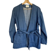 Zara Girls outerwear denim jean jacket wrap design belted kids size 13/14 casual