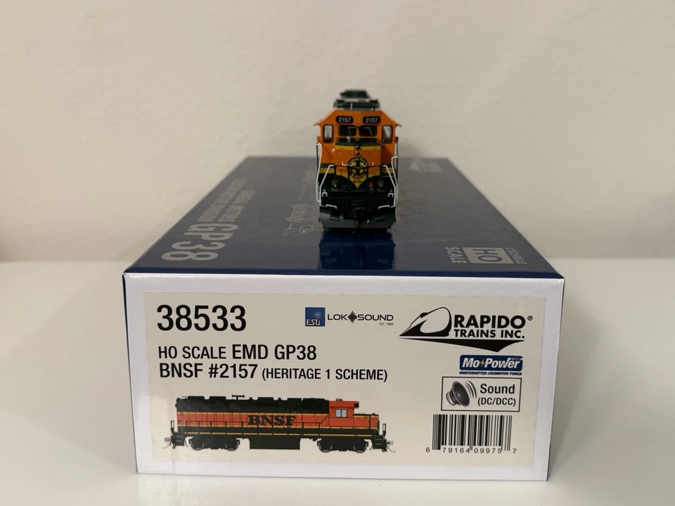 Rapido Trains BNSF 2157 EMD GP38 DCC & Sound HO Scale ESU Heritage 1 38533 - Image 3 of 4