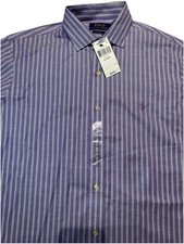 POLO RALPH LAUREN MEN'S Purple STRIPE DRESS SHIRT EASY CARE Sz 16  34-35 NWT