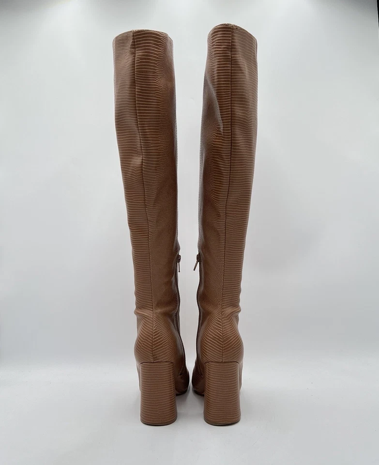 Botas Boohoo para mujer 6 curvas tacón alto hasta la rodilla marrón tostado Foto 4 de 4