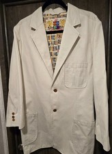 Robert Graham Beige Cotton Blazer Size XL Crown Crest Sport Coat Mens
