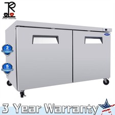 60" Commercial Undercounter Work Top Refrigerator 18.5 Cu.Ft with Smooth Casters