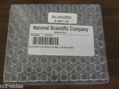 NATIONAL SCIENTIFIC COMPANY SILANIZED WATERS CLR 4ML V15X45 100/PK # C4015-S1