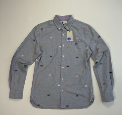 Boden Men s Small Regular Fit Button Down Shirt NWT Union Jack AOP Modern Casual