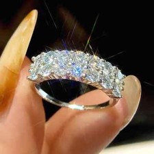 GENUINE 1.4ct Moissanite Ring Sterling Silver Half Eternity Engagement Sparkly