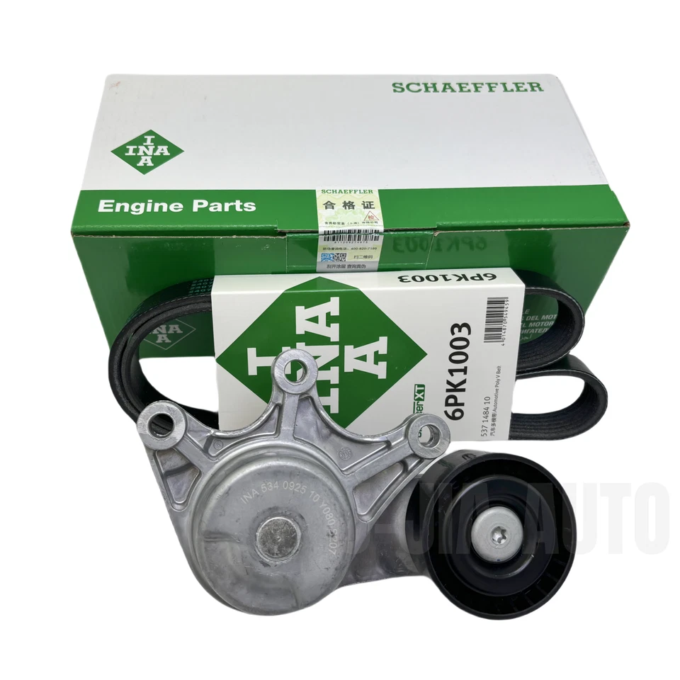 Belt Tensioner w/Pulley & Drive Belt For BMW 328i 428i 528i 6PK1003 11287594969 - Image 4 of 4