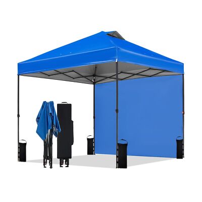 Tunbne 10'x10' Pop Up Canopy Tent with Sidewall, Patented One Push, 1-Person ...
