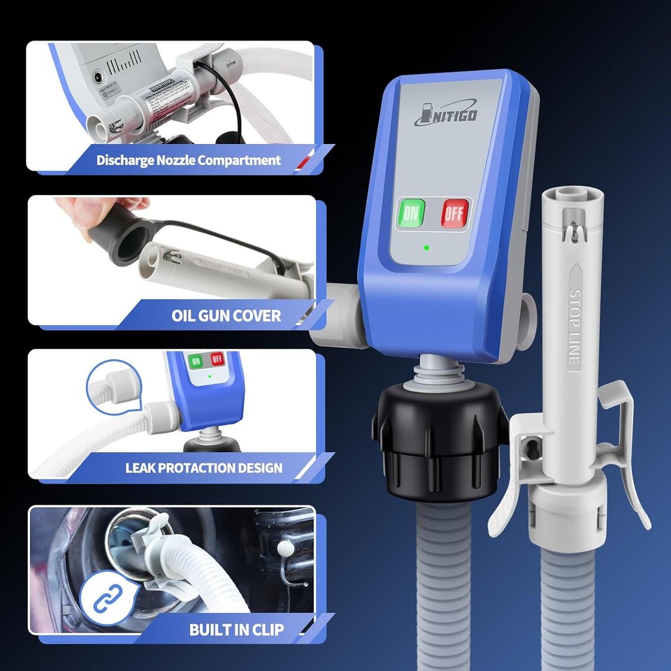 Fuel Transfer Pump w/ AutoStop Sensor 51“ Hose Transfer Pump with Tank