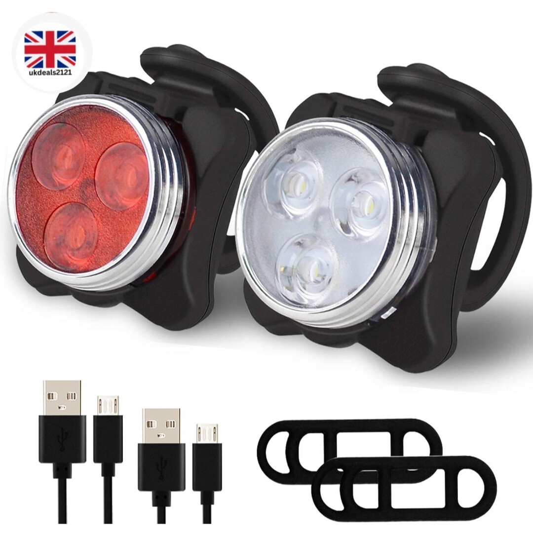 Bike Light Set Bright USB Rechargeable Waterproof LED Light