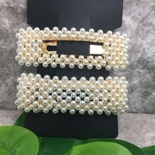 2 PC 3  Faux Pearl Hair Clips Decorative Hair Pins Barrette Set New Free Ship 96