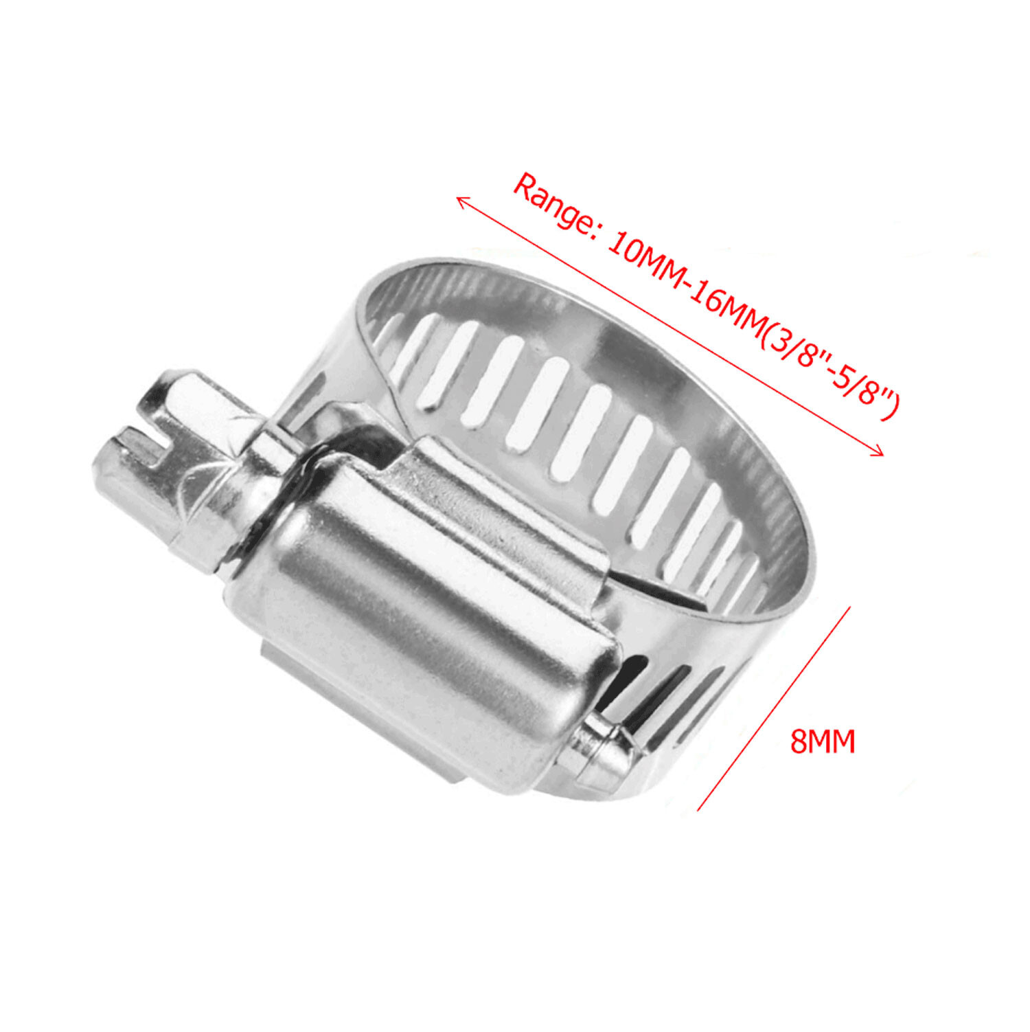 Stainless Steel 3/8-5/8 Adjustable Drive Hose Clamps Fuel Line Worm Clips 50pcs