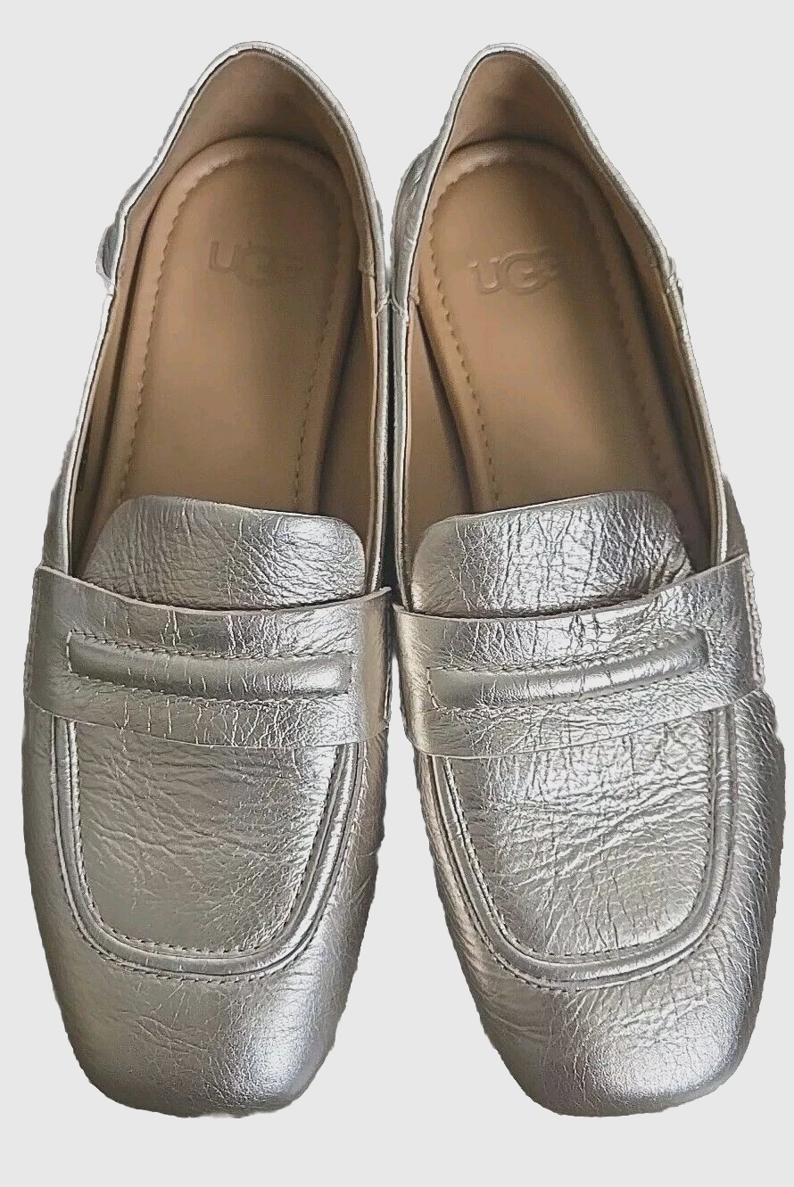 MOCASSINO DONNA US 6 UGG JANAYA BALLERINE METALLIZZATO CHAMPAGNE ORO SCARPE PELLE