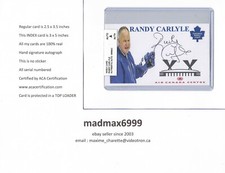 Randy Carlyle Toronto Maple Leafs AUTOGRAPH AUTO SIGNED INDEX HOCKEY CARD COA