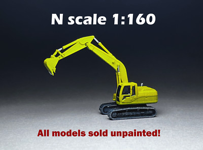 N Scale (1:160)  Excavator (select pose A, B or C) - UNPAINTED, NOT A  TOY!