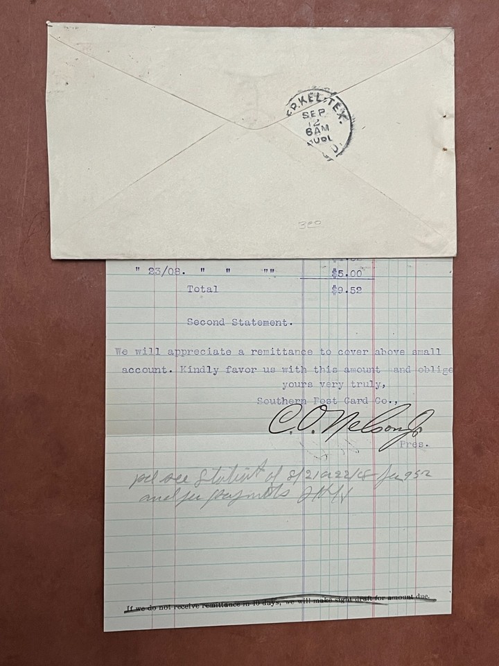 1909 CLIFTON TEXAS SOUTHERN POSTCARD PUBLISHER ADVERTISING ENVELOPE