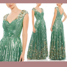 NWT Mac Duggal [ 16 ] 5223 Sequin Floral Embellished Evening Gown SageGreen J752
