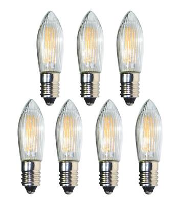 7 Stück LED Filament Riffelkerze 34 Volt 0,2 W E10 innen Spitzkerze Schwibbogen