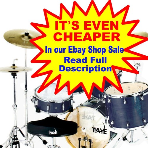 Drum Kit 5 Piece TAYE Pro X Stage 22" Bass Drums + Hardware Set Blue Satin ** - Picture 2 of 6
