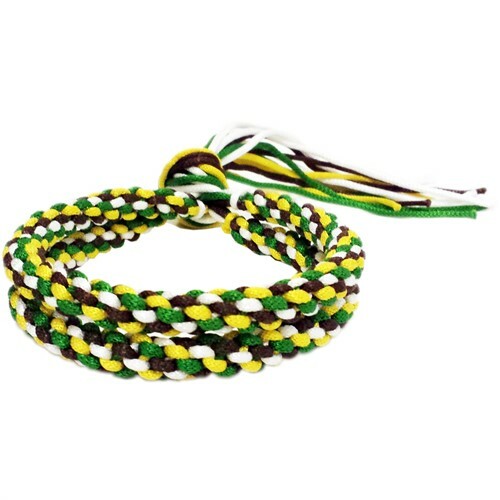BRAUN GRÜN GELB WEISS MUAY THAI PRAJEAD ARMBÄNDER (PAAR) - Bild 1 von 3