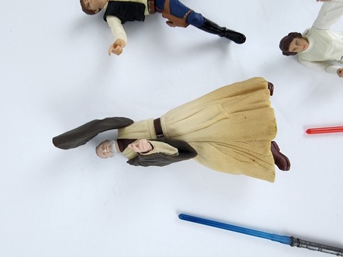 Star Wars Hasbro 2001 Action Figure Lot 14 Pieces, 6 Figurines, 6 Lightsabers - Picture 9 of 15