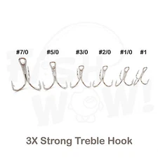 Fish WOW! Fishing premium 3x Treble Hooks Nickel Size #1/0 2/0 3/0 5/0 7/0 lot