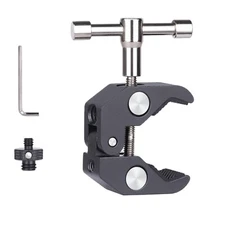 Tripod Super Clamp With 1/4" & 3/8" Mounting For Camera Monitor Video Light