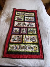 Fun Quilted Wall Hanging Handmade, good Condition 45x26 B-2-70