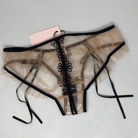 Agent Provocateur Colette Black Sand Ouvert Brief AP2 Small NWT