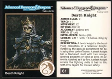 1991 TSR AD&D Gold Dungeons & Dragons RPG Fantasy Art Card #61 ~ Death Knight