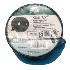 Bell 5 Outlet 4 In. x 1-1/2 Weatherproof Outdoor Round Splice Box 1/2" Hole/Plug
